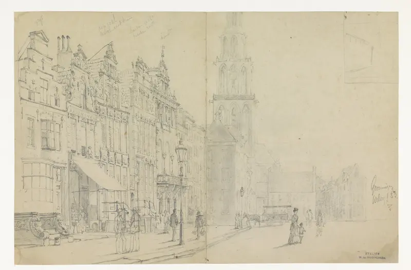 Gezicht op de Grote Markt in Groningen Wall Art by Willem de Haas Hemken - High-Resolution Digital Print