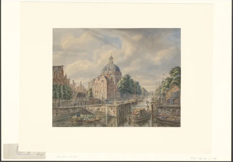 Gezicht op de Haarlemse Sluis en de Ronde Lutherse Kerk aan het Singel Wall Art by Unknown - High-Resolution Digital Print