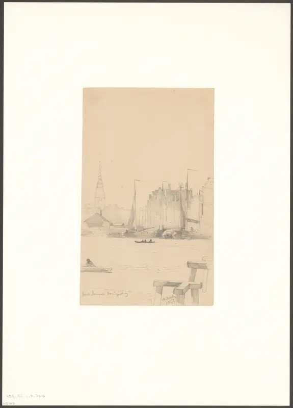 Gezicht op de Haringpakkerij en de Oudekerkstoren Wall Art by Unknown - High-Resolution Digital Print