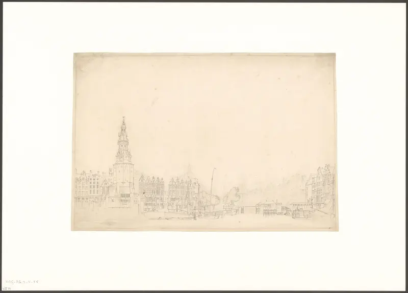 Gezicht op de Haringpakkerstoren en de Haarlemmersluis Wall Art by Unknown - High-Resolution Digital Print