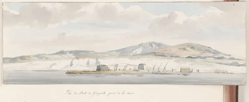 Gezicht op de haven van Agrigento vlakbij de zee Wall Art by Louis Ducros - High-Resolution Digital Print