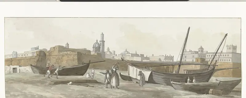 Gezicht op de haven van Bari aan de zuidkant Wall Art by Louis Ducros - High-Resolution Digital Print