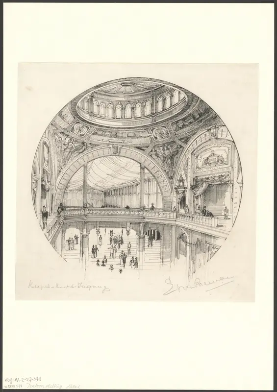 Gezicht op de hoofdingang en de koepel van het hoofdgebouw van de Wereldtentoonstelling voor het Hotel- en Reiswezen in 1895 Wall Art by Unknown - High-Resolution Digital Print