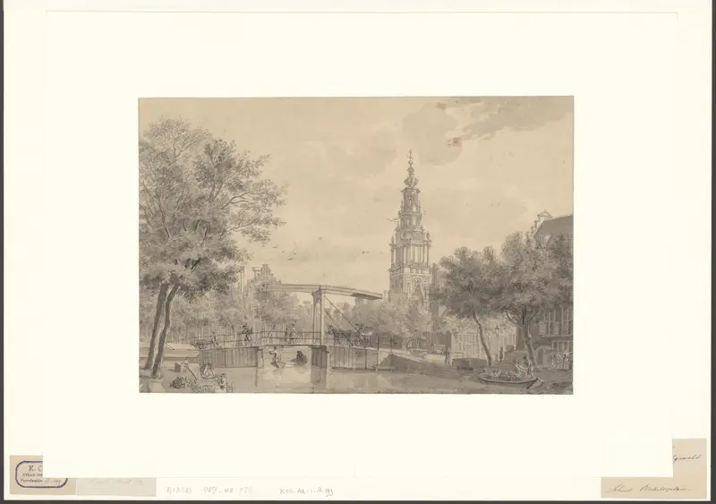 Gezicht op de Houtgracht, gezien naar de Zuiderkerkstoren Wall Art by Unknown - High-Resolution Digital Print