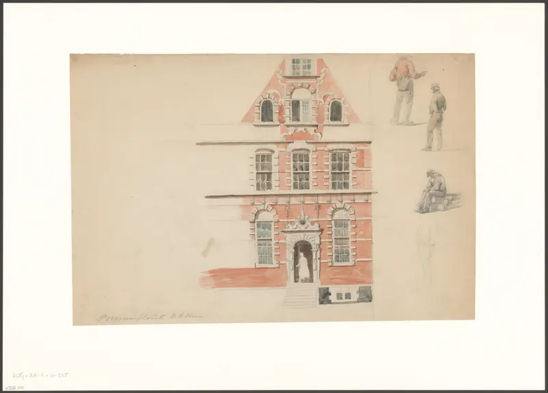 Gezicht op de ingang op de binnenplaats van het Oost-Indisch Huis Wall Art by Unknown - High-Resolution Digital Print