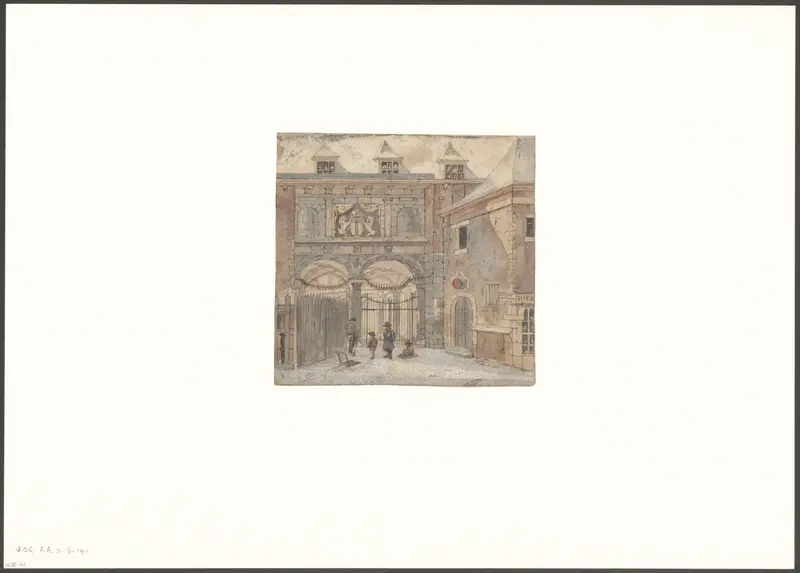 Gezicht op de ingang van de Beurs van Hendrik de Keyser Wall Art by Unknown - High-Resolution Digital Print