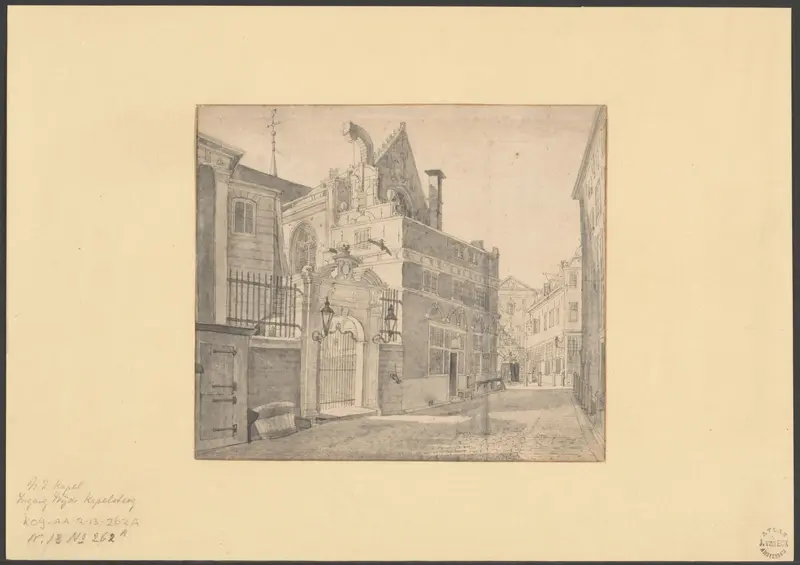 Gezicht op de ingang van de Nieuwezijds Kapel aan de Wijde Kapelsteeg Wall Art by Unknown - High-Resolution Digital Print