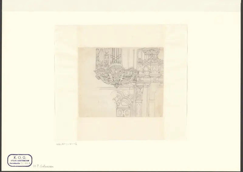 Gezicht op de ingang van de Oude Kerk onder het orgel Wall Art by Unknown - High-Resolution Digital Print