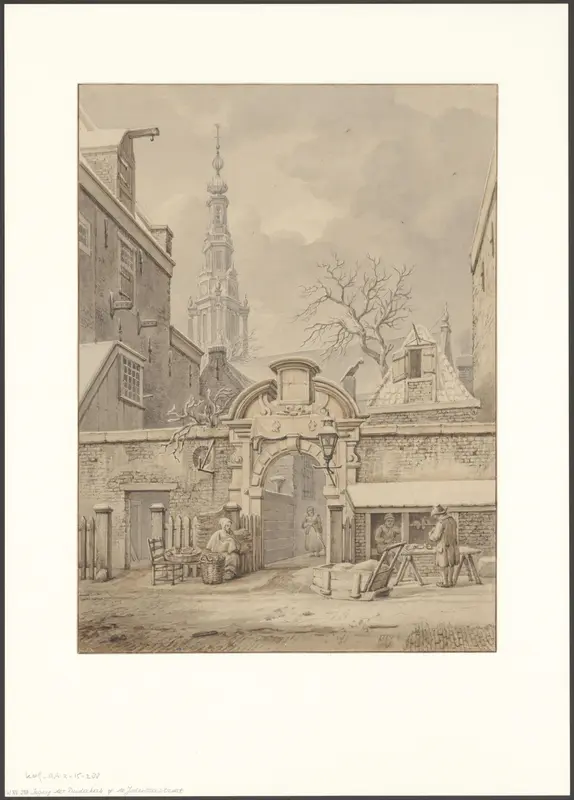 Gezicht op de ingang van de Zuiderkerk aan de Jodenbreestraat Wall Art by Unknown - High-Resolution Digital Print