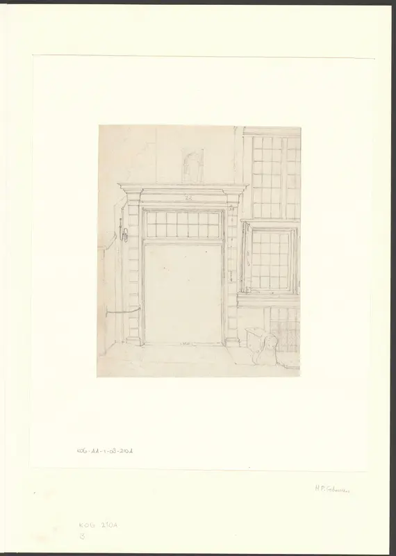 Gezicht op de ingang van het Sint-Pieterspakhuis aan de Grimburgwal Wall Art by Unknown - High-Resolution Digital Print