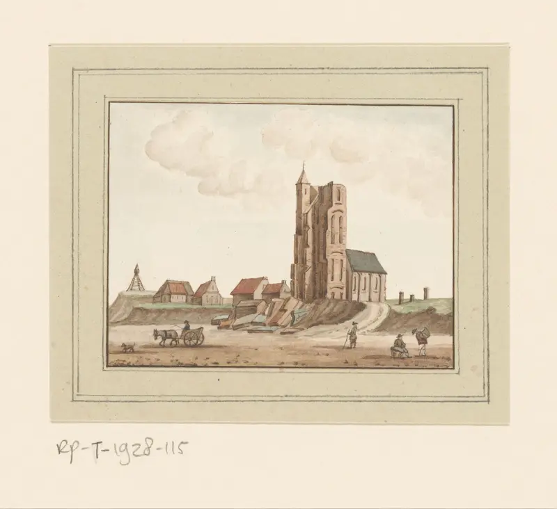 Gezicht op de ingestorte toren te Egmond aan Zee Wall Art by anonymous - High-Resolution Digital Print