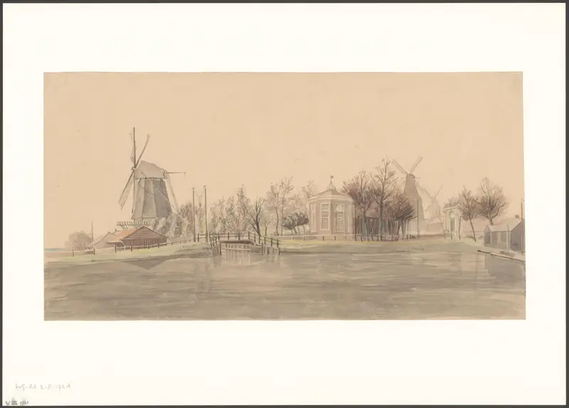 Gezicht op de jachthaven bij de Amstel Wall Art by François Joseph Pfeiffer (II) - High-Resolution Digital Print