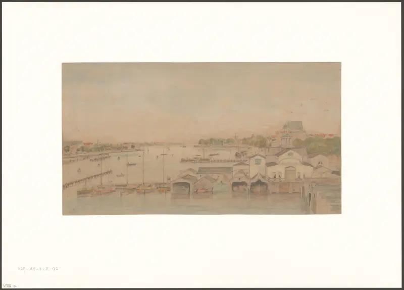 Gezicht op de jachthaven bij de Hogesluis Wall Art by Unknown - High-Resolution Digital Print