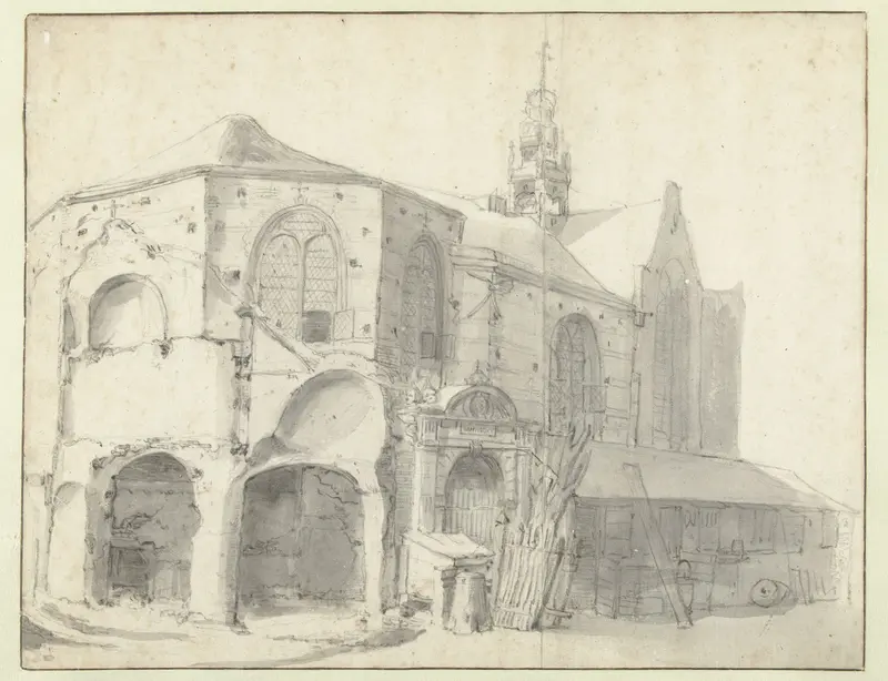 Gezicht op de Jeruzalemkapel en Sint Olofskapel te Amsterdam Wall Art by Unknown - High-Resolution Digital Print
