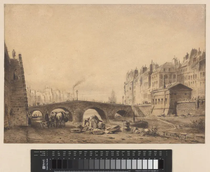 Gezicht op de kades langs de Seine bij de Pont St. Michel te Parijs Wall Art by Unknown - High-Resolution Digital Print