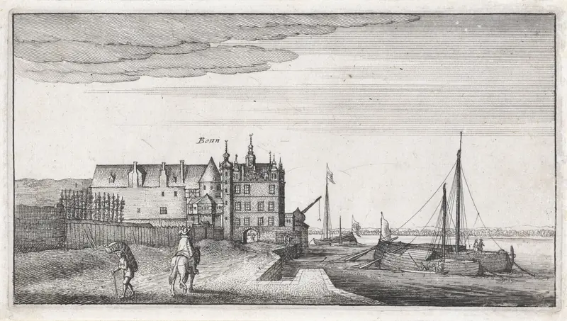 Gezicht op de kanselarij aan de Rijn nabij Bonn Wall Art by Wenceslaus Hollar - High-Resolution Digital Print