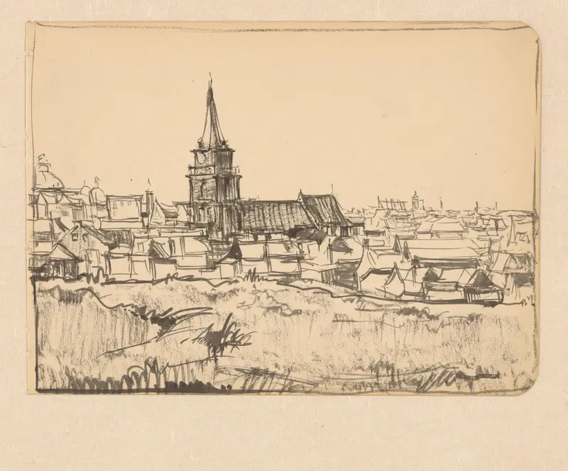Gezicht op de kerk te midden van lage huizen in Scheveningen Wall Art by Dick Ket - High-Resolution Digital Print