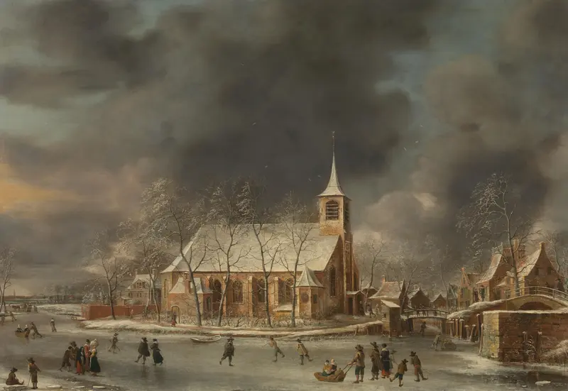 Gezicht op de kerk te Sloten in de winter Wall Art by Jan Abrahamsz. Beerstraten - High-Resolution Digital Print
