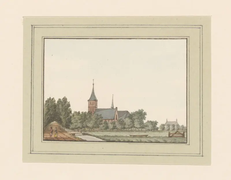 Gezicht op de kerk van het dorp Pijnacker Wall Art by anonymous - High-Resolution Digital Print
