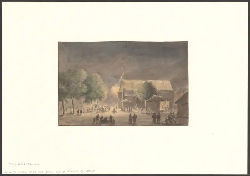 Gezicht op de kermis op de Botermarkt bij avond Wall Art by Unknown - High-Resolution Digital Print