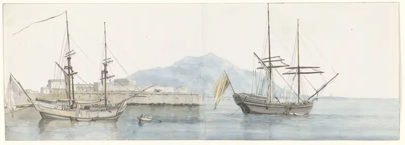 Gezicht op de kleine haven van Palermo Wall Art by Louis Ducros - High-Resolution Digital Print