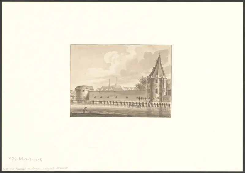 Gezicht op de Kloveniersdoelen en het Rondeel aan de Amstel Wall Art by Unknown - High-Resolution Digital Print