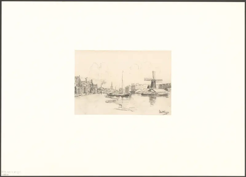 Gezicht op de Kostverlorenvaart en de Buyskade met molen Het Luipaard Wall Art by Unknown - High-Resolution Digital Print