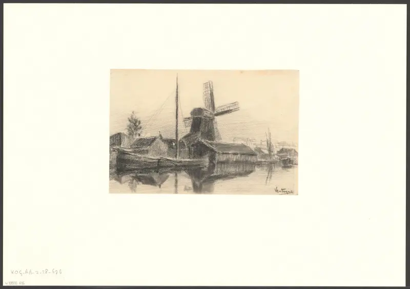 Gezicht op de Kostverlorenvaart met molen De Eenhoorn Wall Art by Unknown - High-Resolution Digital Print