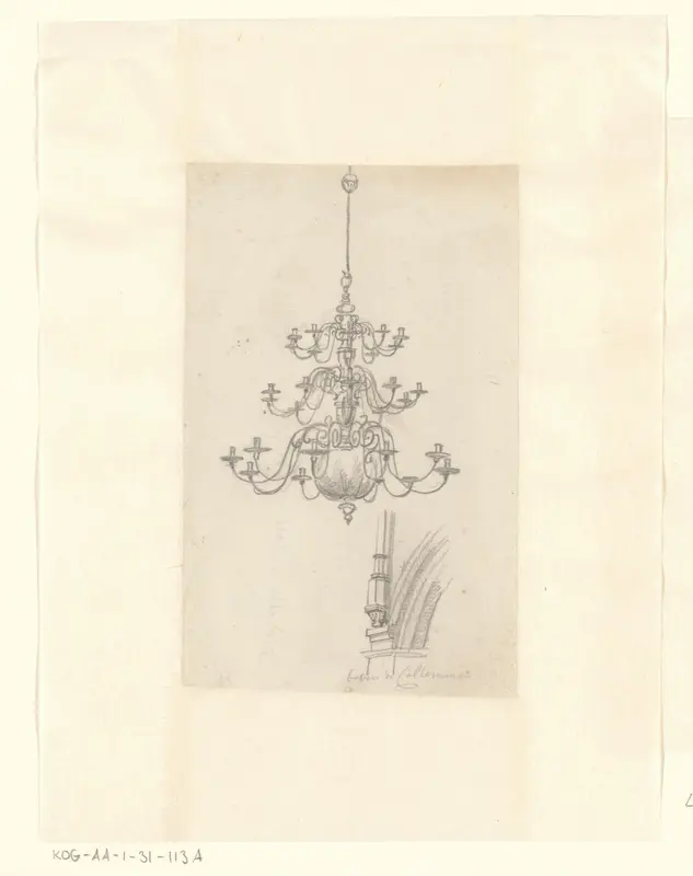 Gezicht op de kroonluchter in de Oude Kerk Wall Art by Unknown - High-Resolution Digital Print
