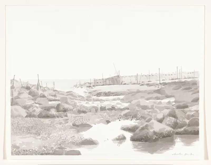 Gezicht op de kust met fuiken en netten aan de Waddenzee Wall Art by Charles Donker - High-Resolution Digital Print