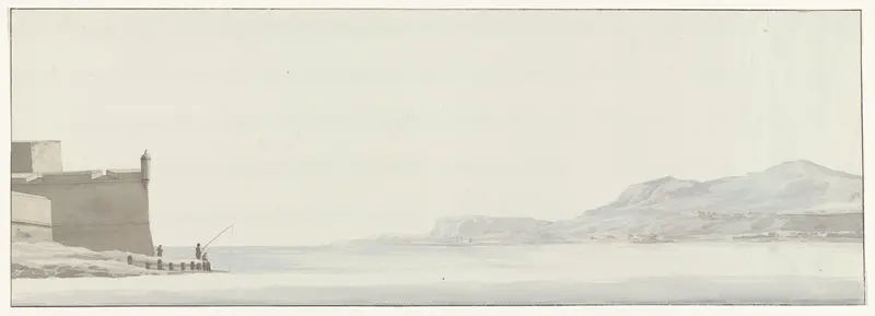 Gezicht op de kust van Calabrië vanaf het uiterste punt van de vesting Messina Wall Art by Louis Ducros - High-Resolution Digital Print