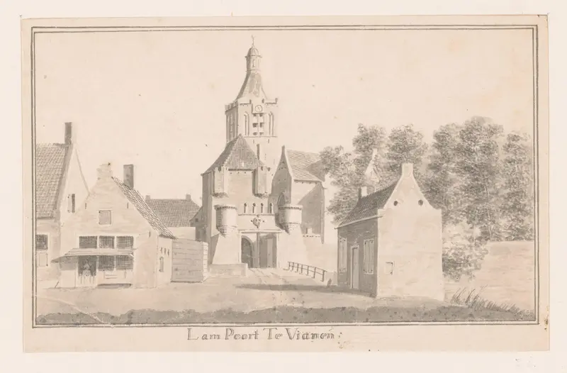 Gezicht op de Landpoort te Vianen Wall Art by anonymous - High-Resolution Digital Print
