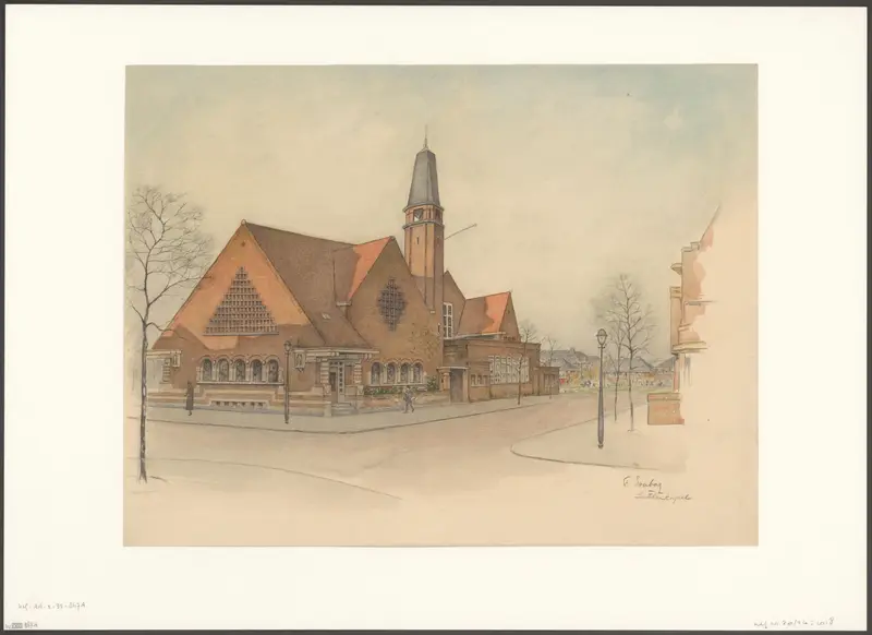Gezicht op de Lutherkapel aan de Gerrit van der Veenstraat Wall Art by Unknown - High-Resolution Digital Print