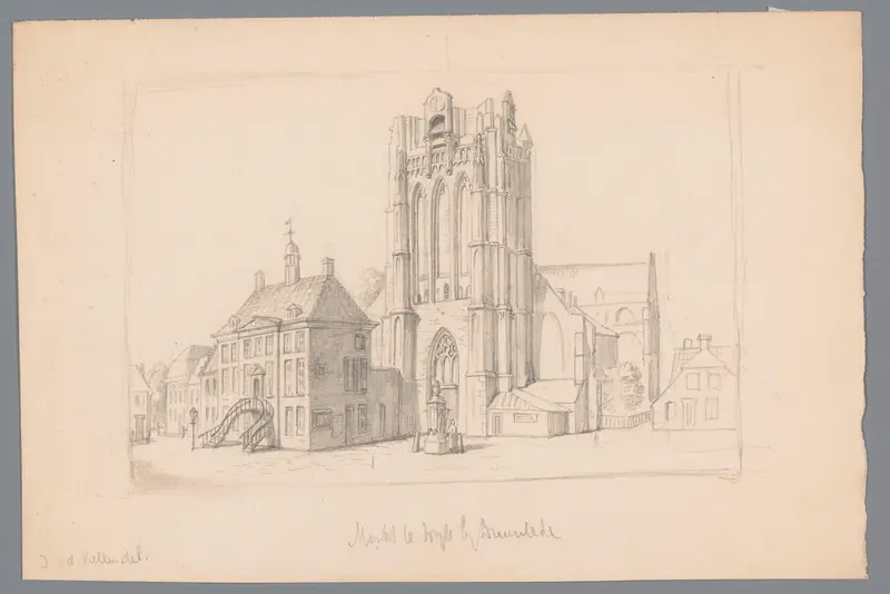 Gezicht op de Markt en Grote Kerk in Wijk bij Duurstede Wall Art by Unknown - High-Resolution Digital Print