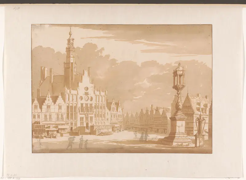 Gezicht op de markt en stadhuis te 's-Hertogenbosch Wall Art by Abraham Rademaker - High-Resolution Digital Print