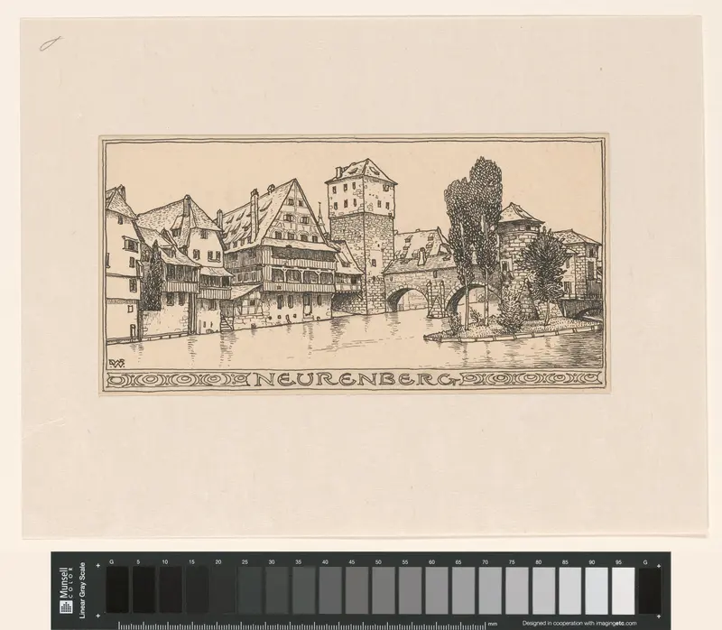 Gezicht op de Maxbrücke te Neurenberg Wall Art by Unknown - High-Resolution Digital Print