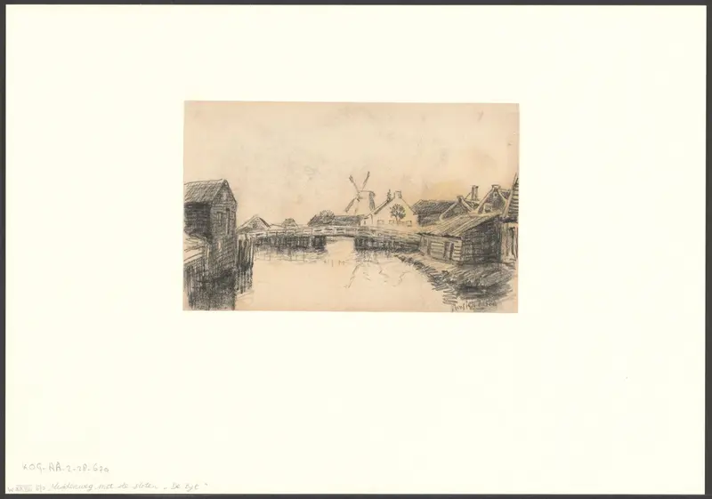 Gezicht op de Middenweg met molen De Bijl Wall Art by Anthonie van Teijn - High-Resolution Digital Print
