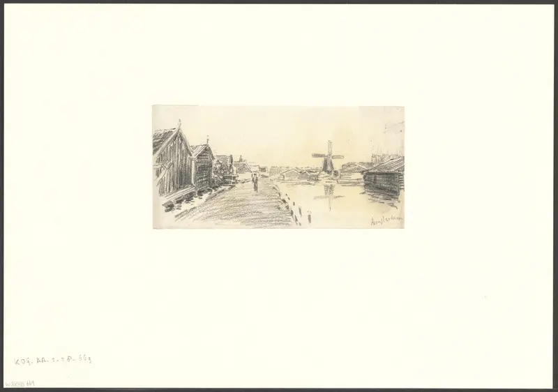 Gezicht op de Middenweg met molen De Kop Wall Art by Unknown - High-Resolution Digital Print