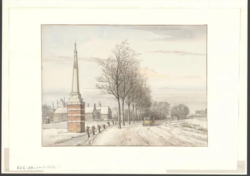Gezicht op de mijlpaal aan de Amsteldijk Wall Art by Unknown - High-Resolution Digital Print