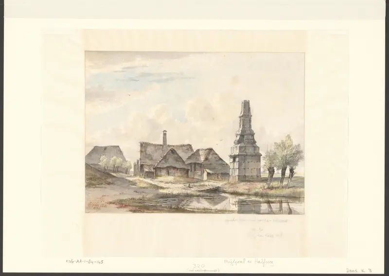 Gezicht op de mijlpaal op de Halfweg Wall Art by Unknown - High-Resolution Digital Print