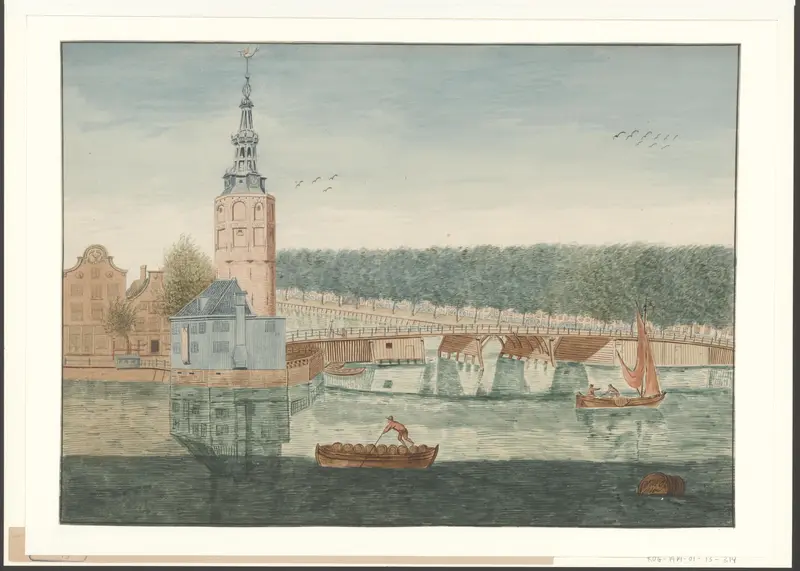 Gezicht op de Montelbaanstoren aan de Oude Schans Wall Art by Unknown - High-Resolution Digital Print