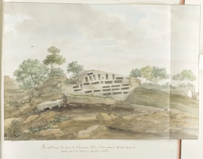 Gezicht op de muren van Agrigentum en vele rotsgraven Wall Art by Louis Ducros - High-Resolution Digital Print