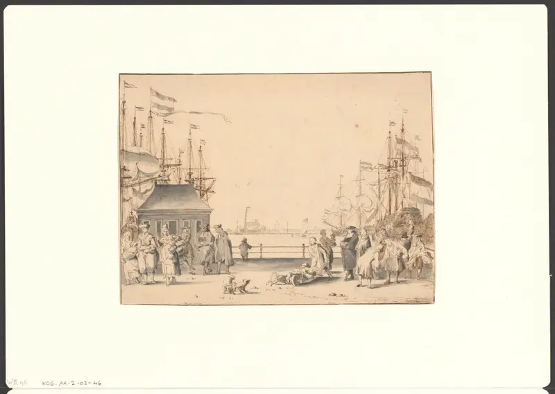 Gezicht op de Nieuwe Stadsherberg in het IJ Wall Art by Ludolf Bakhuysen - High-Resolution Digital Print