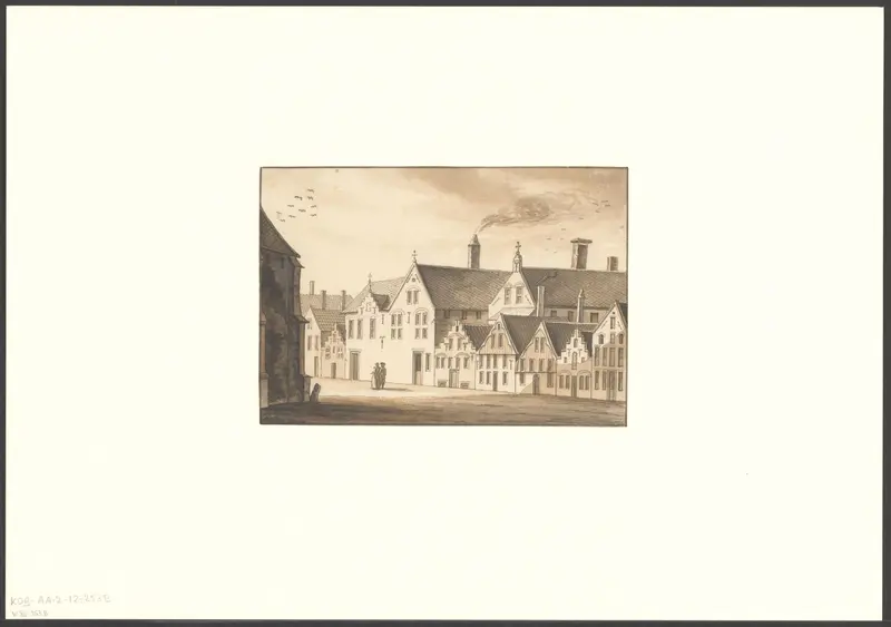 Gezicht op de Nieuwendijk met het Onze Lieve Vrouwe Gasthuis en de Onze Lieve Vrouwenkapel Wall Art by Unknown - High-Resolution Digital Print