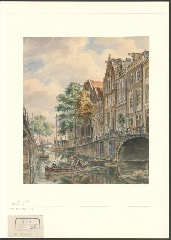 Gezicht op de Nieuwezijds Achterburgwal met brouwerij De Hooiberg Wall Art by Unknown - High-Resolution Digital Print