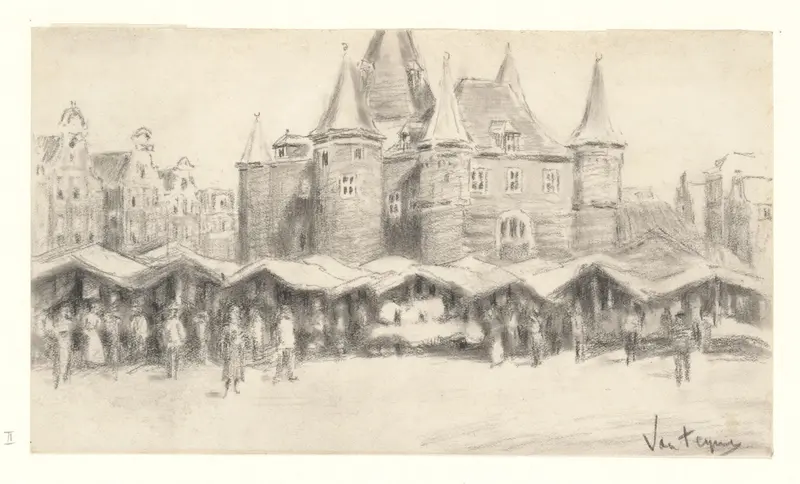Gezicht op de Nieuwmarkt en de Waag Wall Art by Unknown - High-Resolution Digital Print