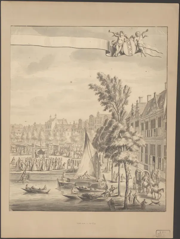 Gezicht op de Nieuwmarkt te Amsterdam (rechterdeel) Wall Art by Abraham Rademaker - High-Resolution Digital Print