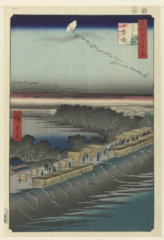 Gezicht op de Nihondijk bij het Yoshiwara Wall Art by Unknown - High-Resolution Digital Print