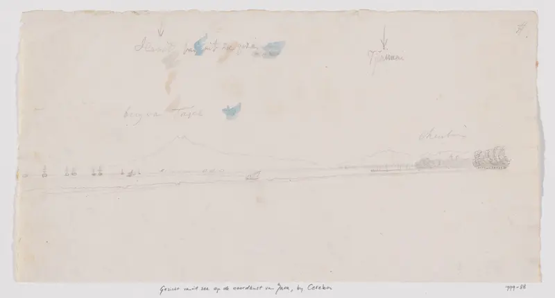 Gezicht op de Noordkust van Java, tussen Cirebon en Tegal, vanuit de zee, West-Java Wall Art by Adrianus Johannes Bik - High-Resolution Digital Print