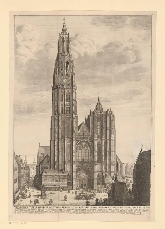 Gezicht op de Onze-Lieve-Vrouwekathedraal te Antwerpen Wall Art by Unknown - High-Resolution Digital Print